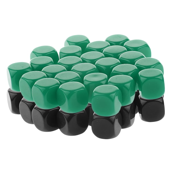 50 Piezas D6 Dados En para DIY Fabricación Negro y verde