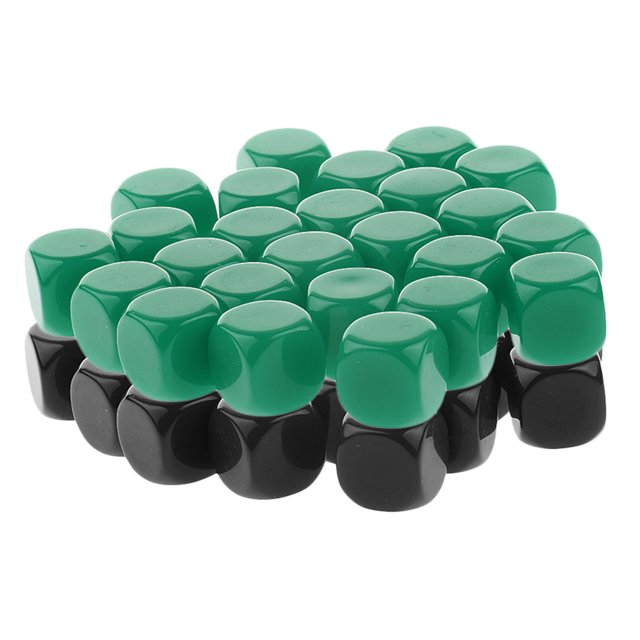 Dados de Seis Caras En Blanco Opaco Sunnimix 50 Piezas D6 Para D&D RPG Gaming Negro Y Verde