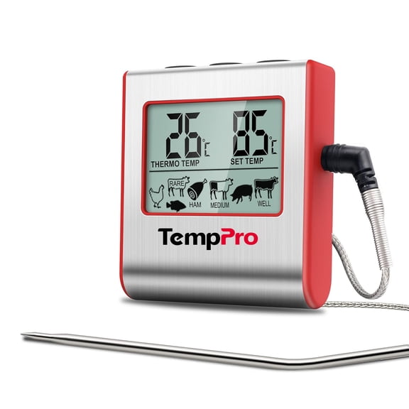 TempPro TP16W Digital Meat Cooking Smoker Kitchen Grill BBQ Thermometer with Large LCD Display (Formerly ThermoPro)