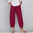 thumbnail image 1 of Pantalones casuales sueltos y sencillos de color sólido de talla grande para mujer Estilo de ajuste holgado, 1 of 6