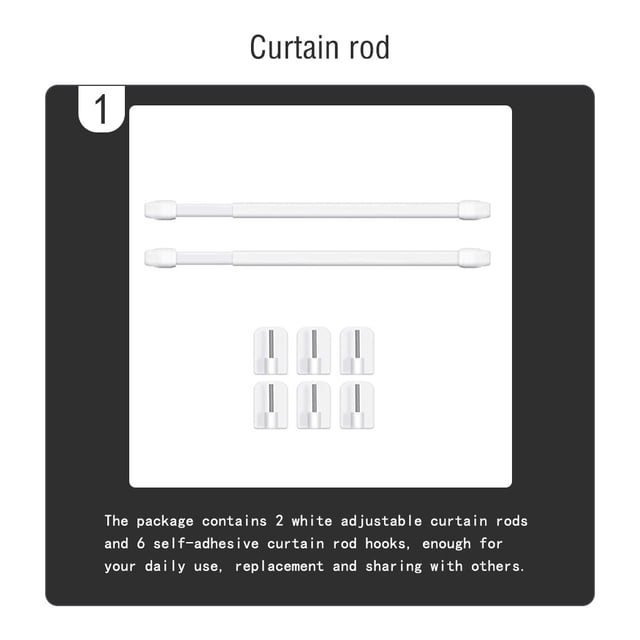 Maoww 2 Pieces Adjustable Curtain Rod Extendable Bars Pole Without Drilling Hanging Rods Self Adhesive for Home Bathroom Hotel