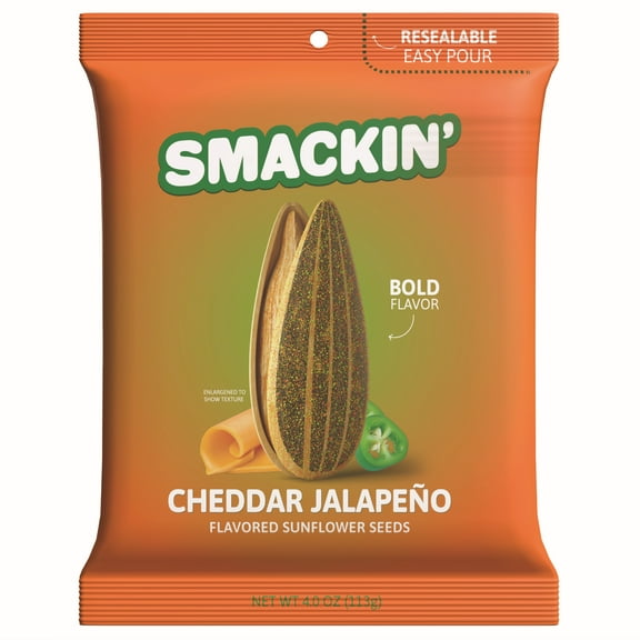SMACKIN' Sunflower Seeds, Cheddar Jalapeno, 4 oz Resealable Bag