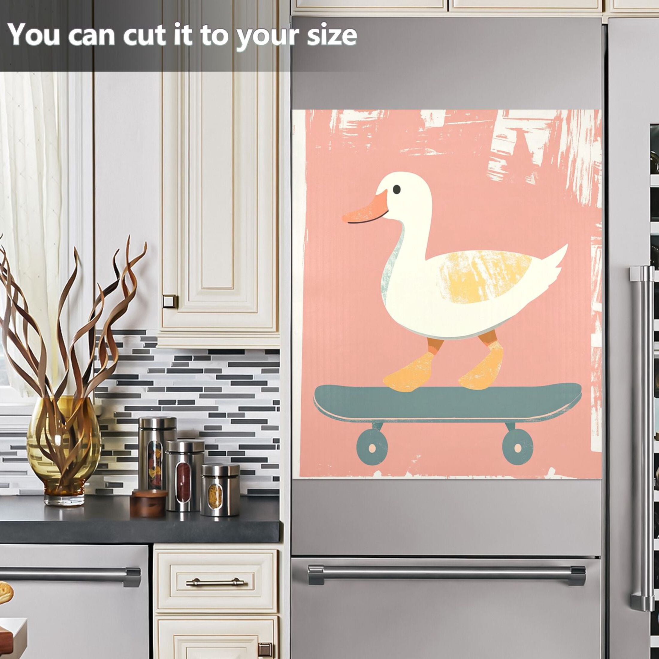 Dishwasher Magnetic Sticker 23x26 Inch Refrigerator Magnetic Sticker Washing Machine Magnetic Sticker Kitchen Panel Magnetic Sticker Home Decor Cute Skateboard Duck