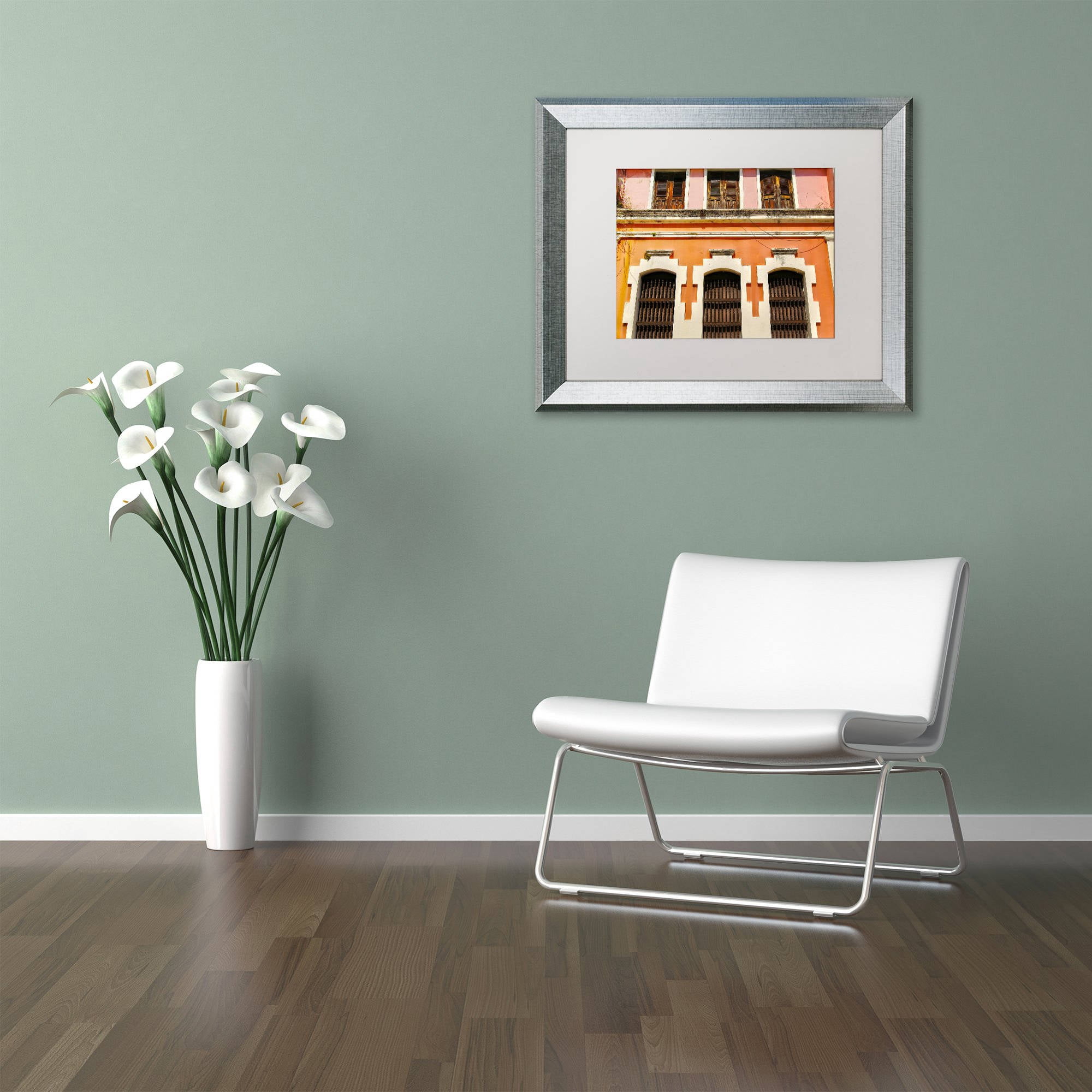 Trademark Fine Art "Old San Juan 12" Canvas Art by CATeyes, White Matte, Silver Frame
