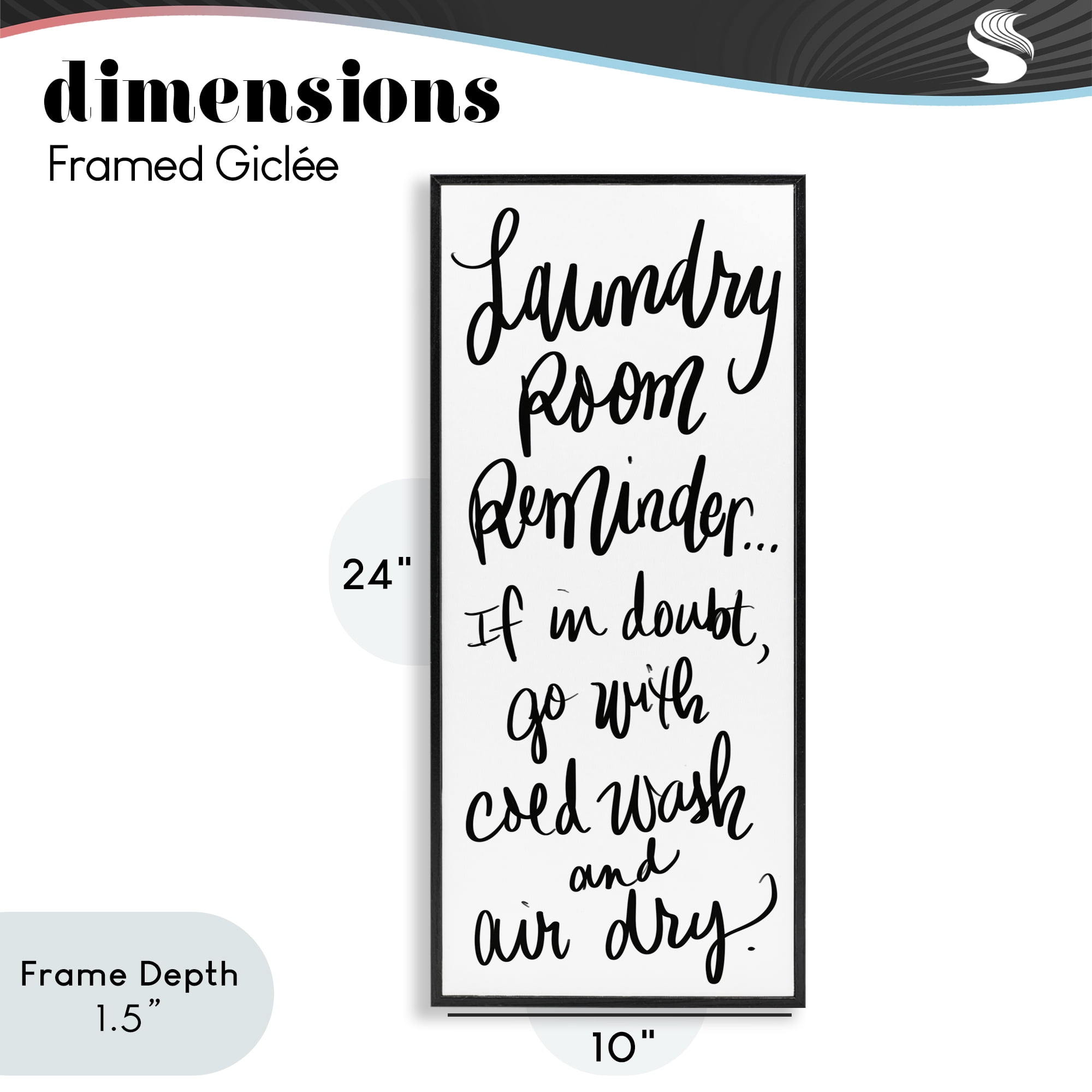 Stupell Industries If In Doubt Laundry Tip Black Framed Giclee Art, design by SD Graphics Studio