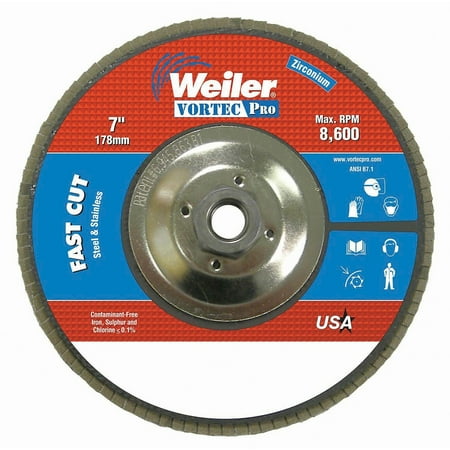 UPC: 0012382313685 | Vortec Pro Abrasive Flap Disc  7 in dia  40 Grit  5/8 in-11  8600 rpm  Type 29