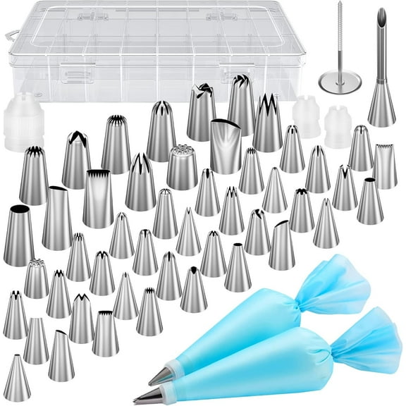 54 Pcs Cake Decorating Kit Set Tools Bags Piping Tips Pastry Icing Bags Nozzles