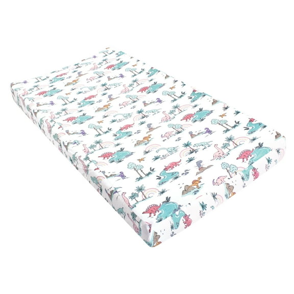 Hudson Baby Infant Girl Changing Pad Cover, Pink Dinosaur Adventures, One Size