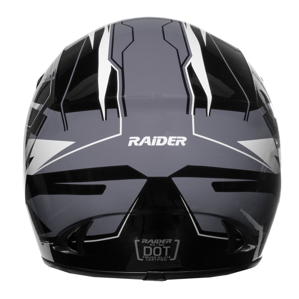 Raider Motocross RX1 Open Face Helmet DOT Approved - Black/Silver - Small