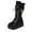 Black Boots, variant on Juebong Women Leather Lace-Up Wedge Knee High Boots Fashion Round Toe with Buckle Zipper Gothic Punk Mid Calf Boots Black,37