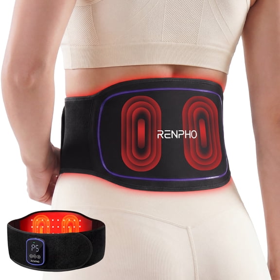 RENPHO 3-in-1 Massage Belt with Heat & Red Light Therapy, Red Light Therapy Belt with 3 Heat & 3 Vibration, 660nm & 850nm Lumbar Massaager for Waist Shoulder Back, Gift for Mother, Father