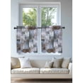 thumbnail image 4 of Grey Blue Brown Tier Curtains 36 Inch Length,Sheer Curtains for Bedroom Living Room Window Abstract Gradient Color Blocks Geometric Small Half Window Kitchen Curtains & Drapes 27.5"x36" 2 Panels, 4 of 6