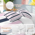 thumbnail image 3 of Pink Navy Blue Striped Bedding 3 Piece Duvet Cover Set Full Size, Farmhouse Stripe Art Soft Microfiber Comforter Cover with Zipper Closure & Pillowcases, Wrinkle & FadeResistant Quilt Cover, 3 of 9