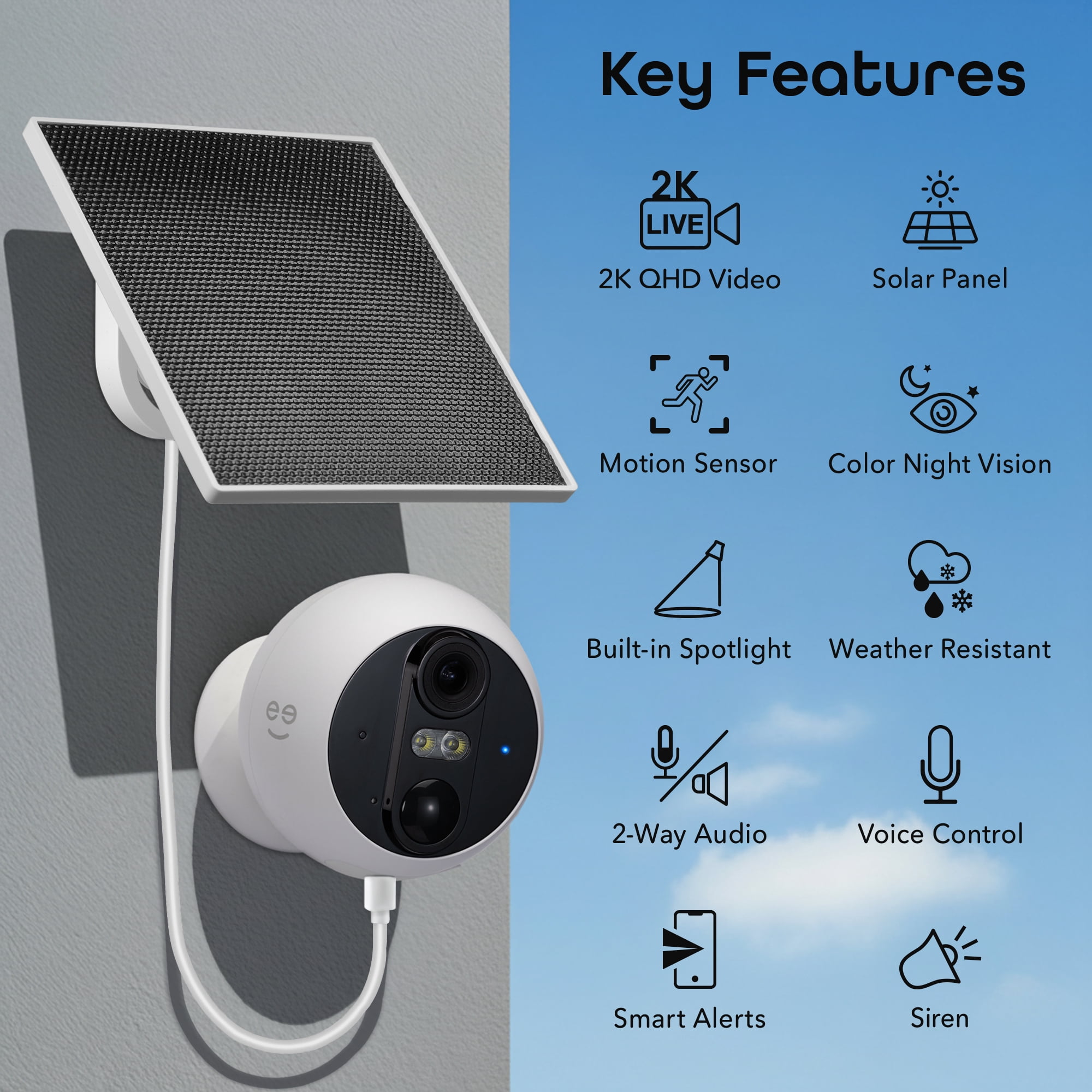 Geeni Perch, Smart 3MP, Magnetic Battery Cam, with Solar Panel