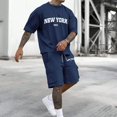 thumbnail image 2 of Afdoent Men's 2 Piece Short Set Stylish Men's Casual Wear Versatile Workwear Design With Pockets Short Sleeved T Shirt And Shorts Set For Summer Outings Vacation Beach Casual, 2 of 4