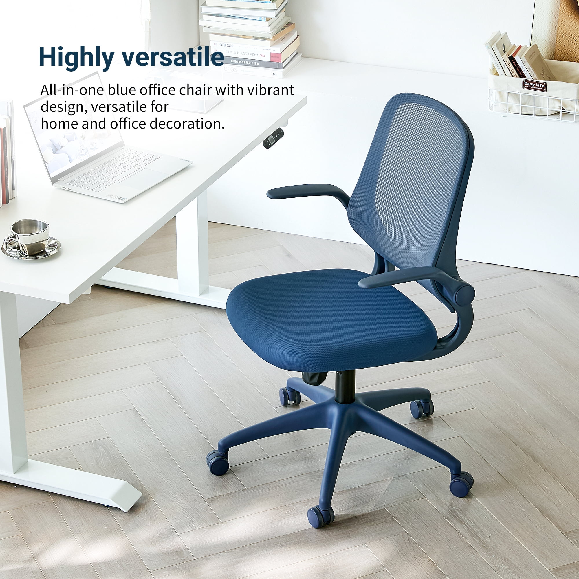 Ergonomic Mesh Office Chair 350LBS, Fireproof Molded Foam Seat with Flip-Up Armrest, Height Adjustable Swivel Rocking Desk Chair for Home Office