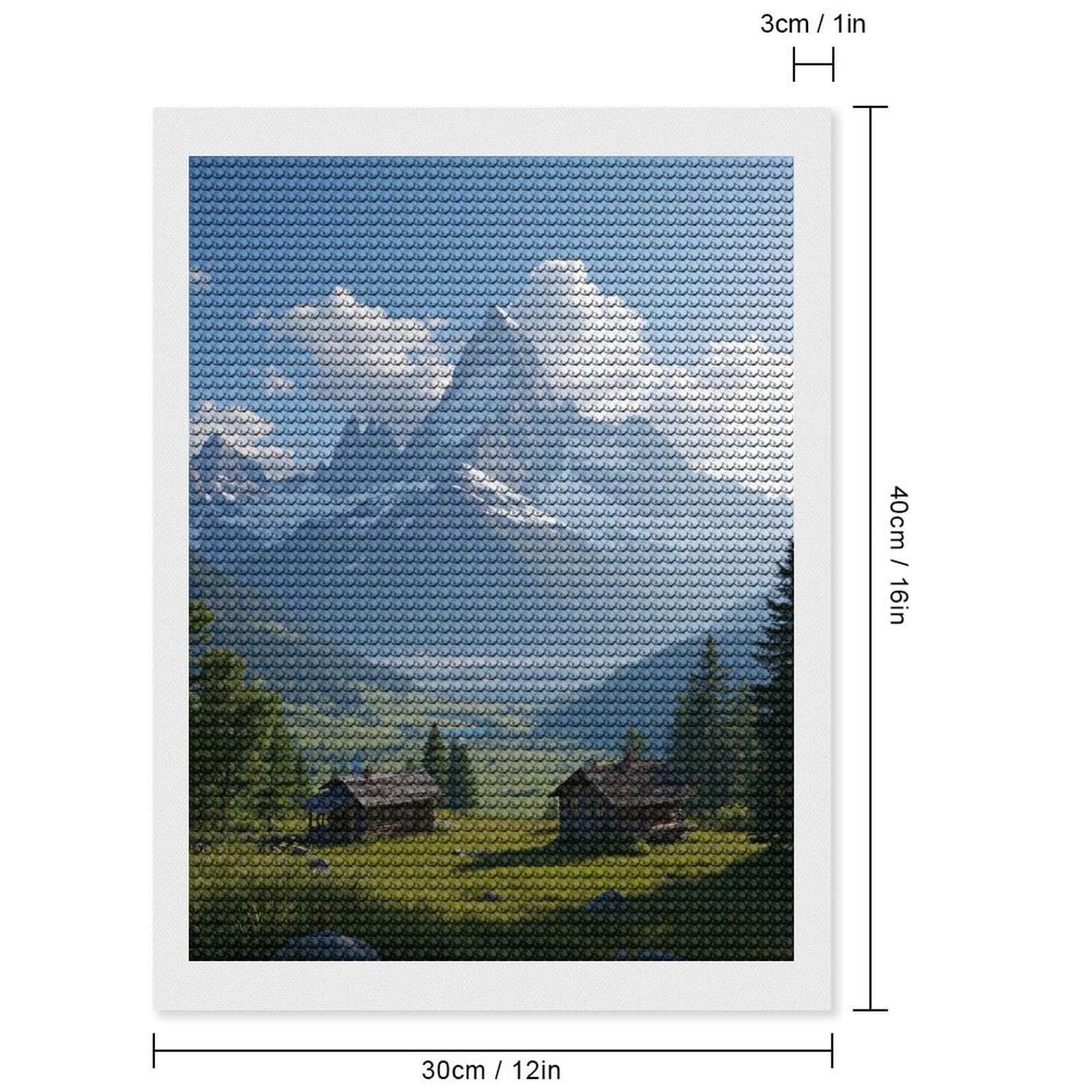 Diamond Art Kits for Adults, Mountain Landscape Cabins Valley 5D Diamond Painting Kits for Adults Beginners, DIY Full Drill Diamond Painting, Gem Art and Crafts 12x16