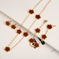 thumbnail image 3 of Conjunto de joyería de acero inoxidable, colgante minimalista, creativo, planta viva, hoja, pétalo, flor, collar, pendientes, pulsera, 3 of 3