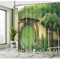 thumbnail image 4 of Ambesonne Old Doors Print Shower Curtain, Forest Home Fantasy, 69"Wx84"L, Olive Green and Pale Camel, 4 of 4