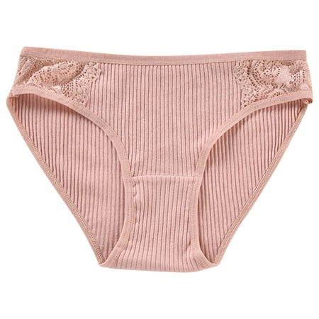 Vblhal Clearance Clothes under $5.00 Sexy Lace Trim Rib Underwear For Women Seamless Cheeky Hipster Panties Soft Breathable Briefs Undies Panty Lingerie