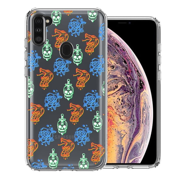 MUNDAZE For Samsung Galaxy A11 Snakes Skulls Roses Design Double Layer Phone Case Cover