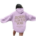 thumbnail image 2 of Jamsmile Women Hoodies Solid Color Print Casual Long Sleeve Drawstrings Hooded Jackets Oversized Zipper Hooded Sweatshirts, 2 of 5