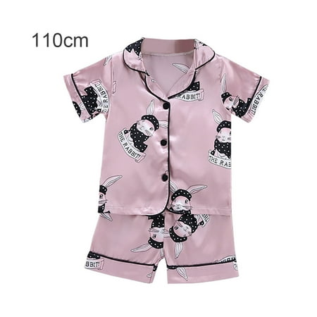 

ELENXS Baby Sleepwear Outfit Silky Short Sleeve Shorts Loungewear Top
