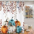thumbnail image 3 of Fall Shower Curtain, Watercolor Autumn Leaves Pumpkins Harvest Fruits Thanksgiving Day Bathroom Curtain Waterproof Fabric Machine Washable with Hooks, 72" Wx84 L, 3 of 6