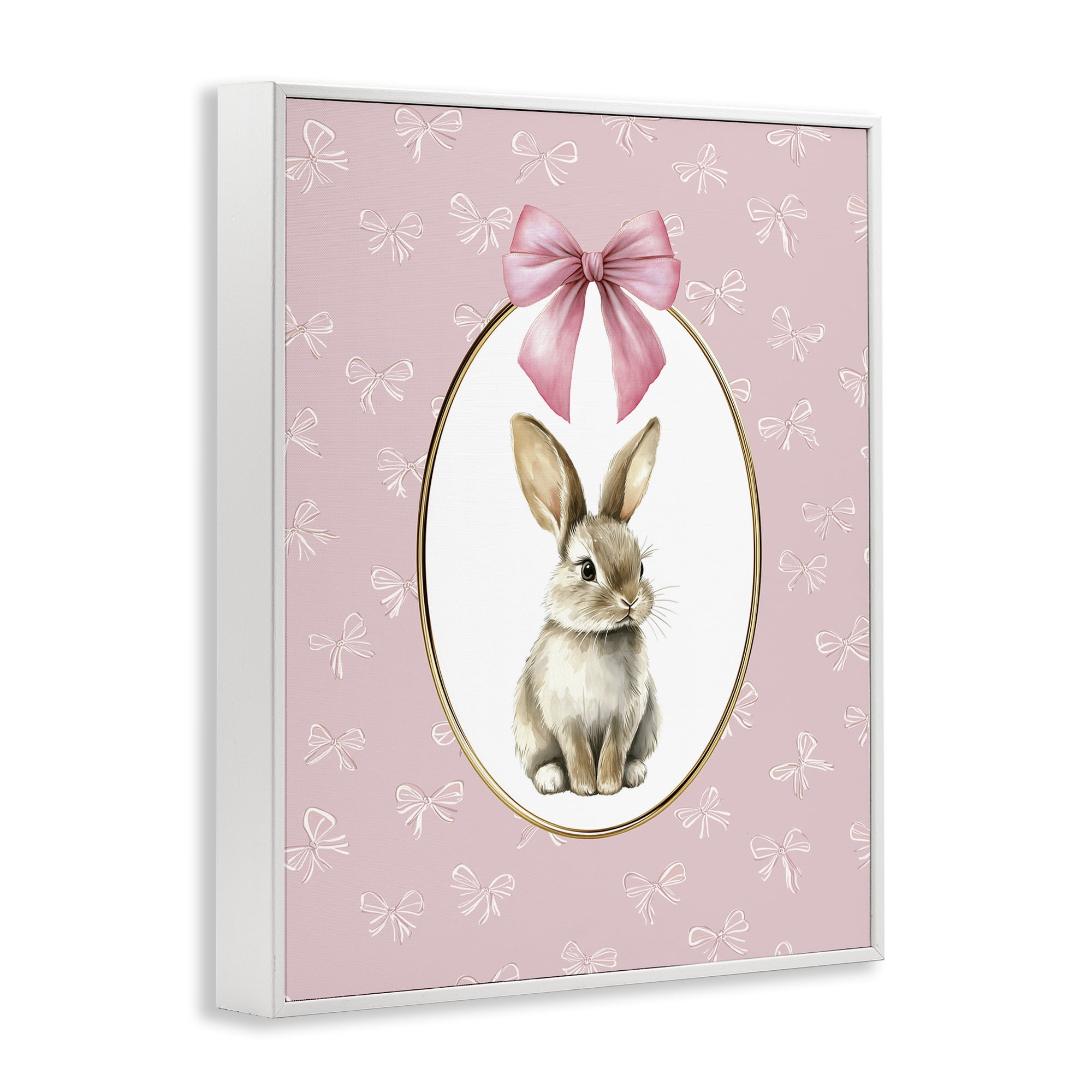 Stupell Industries Ribbon Border Bunny White Framed Giclee Art, design by Christine Simpson Art