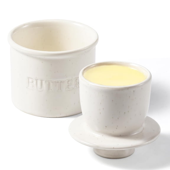 Butter Crock with Lid for Countertop - Ceramic French Butter Dish for Spreadable Soft Butter, Butter Container Holder with a Water Seal, Housewarming Gift, Kitchen and Home Decor