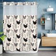 thumbnail image 6 of No Hook Shower Curtains with Snap-in Liner Set, Rooster Farmhouse Beige Waterproof Hotel Style Bathroom Shower Curtain, Farm Animals Simple Art Modern Breathable Mesh Top Bath Curtains 48''x72'', 6 of 9