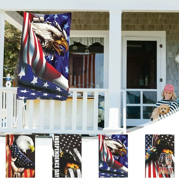 Boovnll 4th of July Garden Flag, 12x18" Red White Blue Double Sided Garden Flags Memorial Day Garden Flag for Outdoor, Yard, Garden, Independence Day Watercolor Decor, 4th of July Decorations