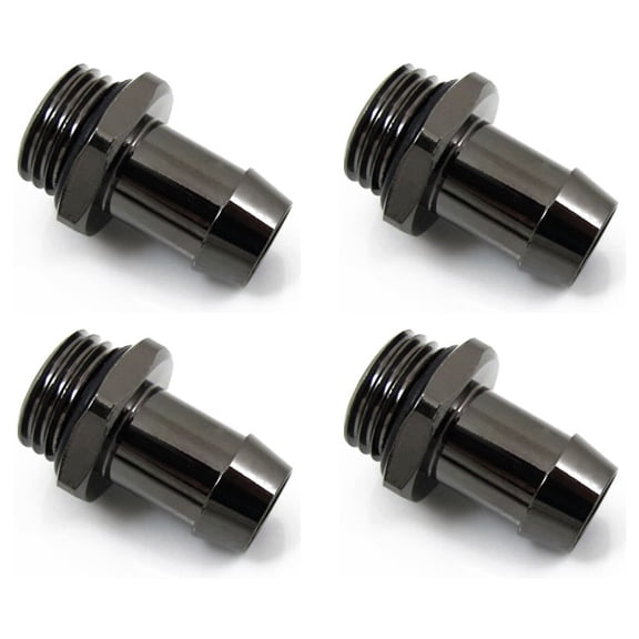XSPC G1/4" to 3/8" Barb Fitting for Soft Tubing, Black Chrome, 4-pack