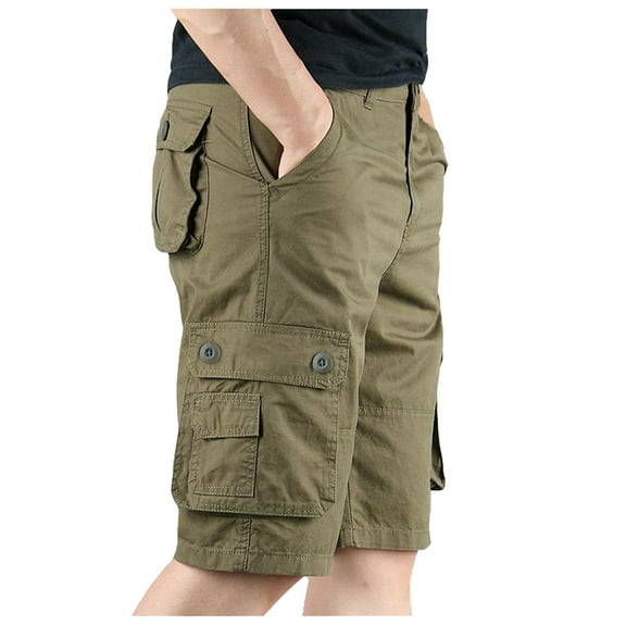 Akiihool Men's Cargo Shorts Mens Cargo Shorts Casual Cotton Lightweight with Multi Pockets (Beige,5XL)