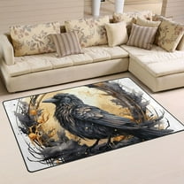 Bird Black Area Rug Washable Floor Carpet Mat 60 x 39 inch for Bedroom Living Room Kids Room Home Decor