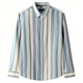 thumbnail image 4 of Yusimy Men's Striped Casual Shirt Loose Fit Long Sleeve Button Down Collar Classic Style, 4 of 4
