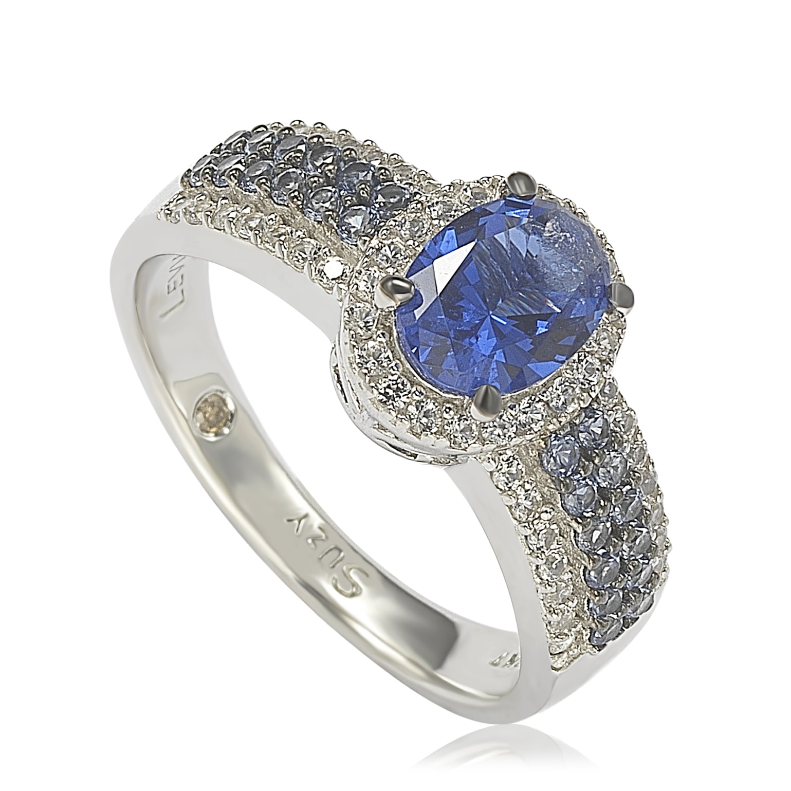 925 Silver Blue Sapphire Gemstone Feather Drop Dangle Wedding Engagement Earring 