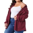 thumbnail image 2 of DARING DIVA Plus Size Waffle Knit Shirt Long Sleeve Button Down Jacket 4X Burgundy, 2 of 6