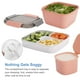 thumbnail image 3 of Freshmage Contenedor de almuerzo para ensalada para llevar, 2 paquetes de ensaladeras de 52 oz con 3 compartimentos, contenedor de aderezos para ensaladas, aperitivos, hombres, mujeres (rosa+verde), 3 of 5