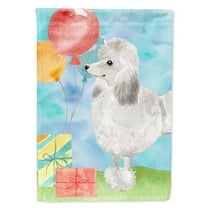Happy Birthday Silver Poodle House Flag