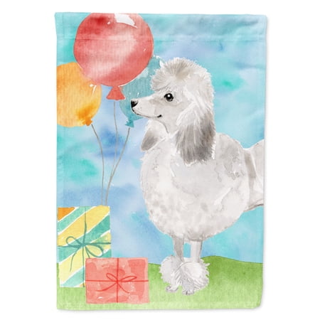 Carolines Treasures CK3255GF Happy Birthday Silver Poodle Flag Garden Size   Small  multicolor
