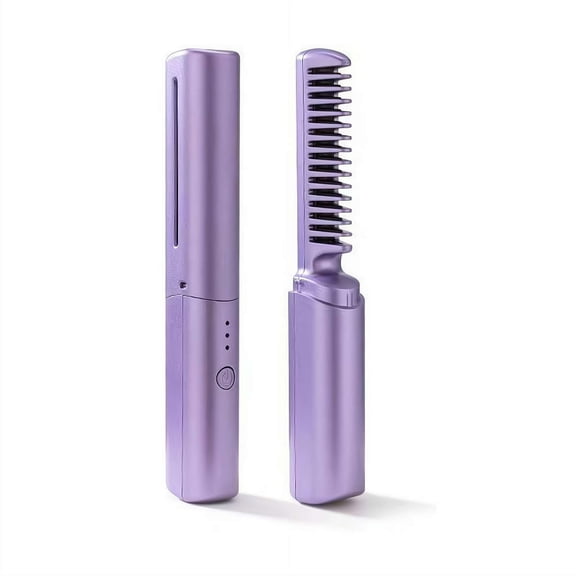 Ceramic Hairdressing Comb with 3 Heat Settings for Straight & Curly Hair,Fast Heating,USB Rechargeable Cordless Design for Frizz-Free Smooth Hair and Travel Use