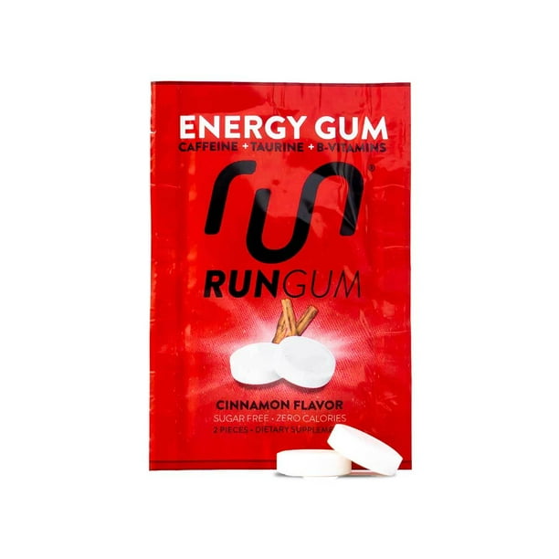 Run Gum Cinnamon Energy Gum 50mg Caffeine Taurine & BVitamins per