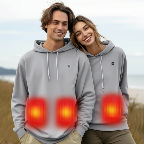 Lunxisen 2 pcs Heated Hoodie Sweater for Men Women ,Battery Pack Fit Zip Hood Heat Sweatshirt Winter Jacket(3XL)