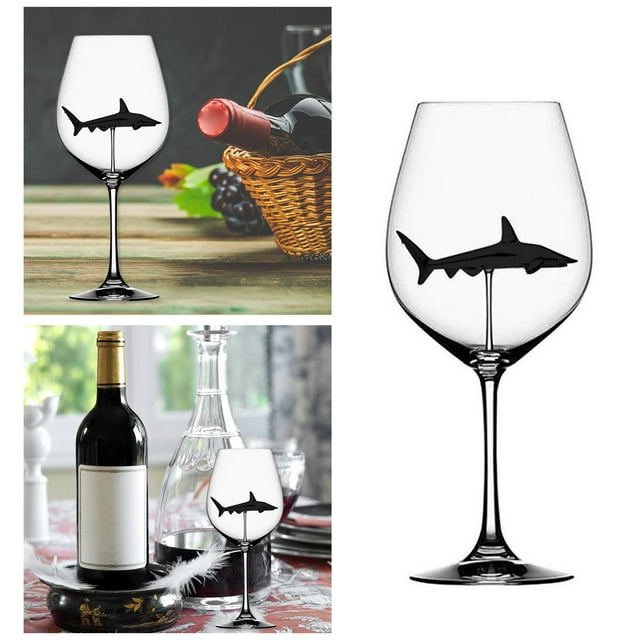 Copas de vino de tiburón de 300ml con tiburón, diseño único, transparente para barras de boda regalos de navidad de Gris perfecl Copas de cóctel
