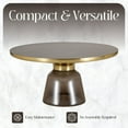 thumbnail image 3 of LeisureMod 30" Round Coffee Table with Sintered Stone Top and Brushed Gold Iron Rim Tempered Glass Pedestal Base No Assembly for Modern Home, Living Room Tully Collection in Grey/Black Stone, 3 of 18
