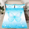 thumbnail image 2 of Homewish Flying Blue Butterfly 4 Pieces Queen Sheet Sets For Teens Boys Girls,Gradient Ombre Glitter Ultra Soft Flat Sheet,Dreamy Princess Queen Fitted Sheet,Breathable Home Decor, 2 of 7