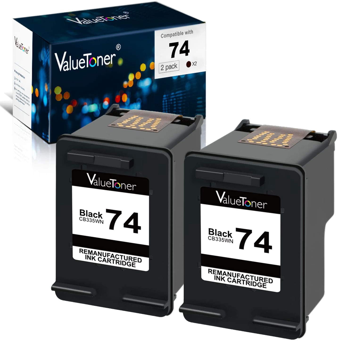 Valuetoner Remanufactured Ink Cartridge Replacement for Hewlett Packard HP 74 CZ069FN CB335WN (2 