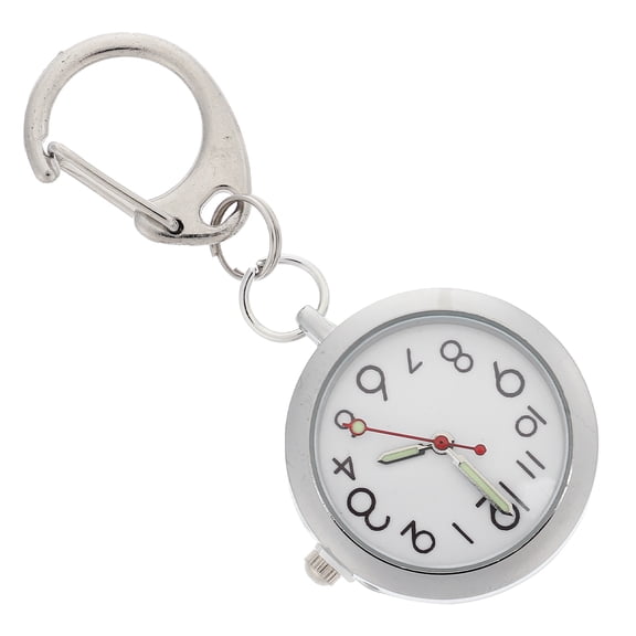 BESTYASH Ultra Thin Quartz Open Face Pocket Watch with Key Buckle, Retractable Clip-On, Night Glow Fob Watch for Doctors and