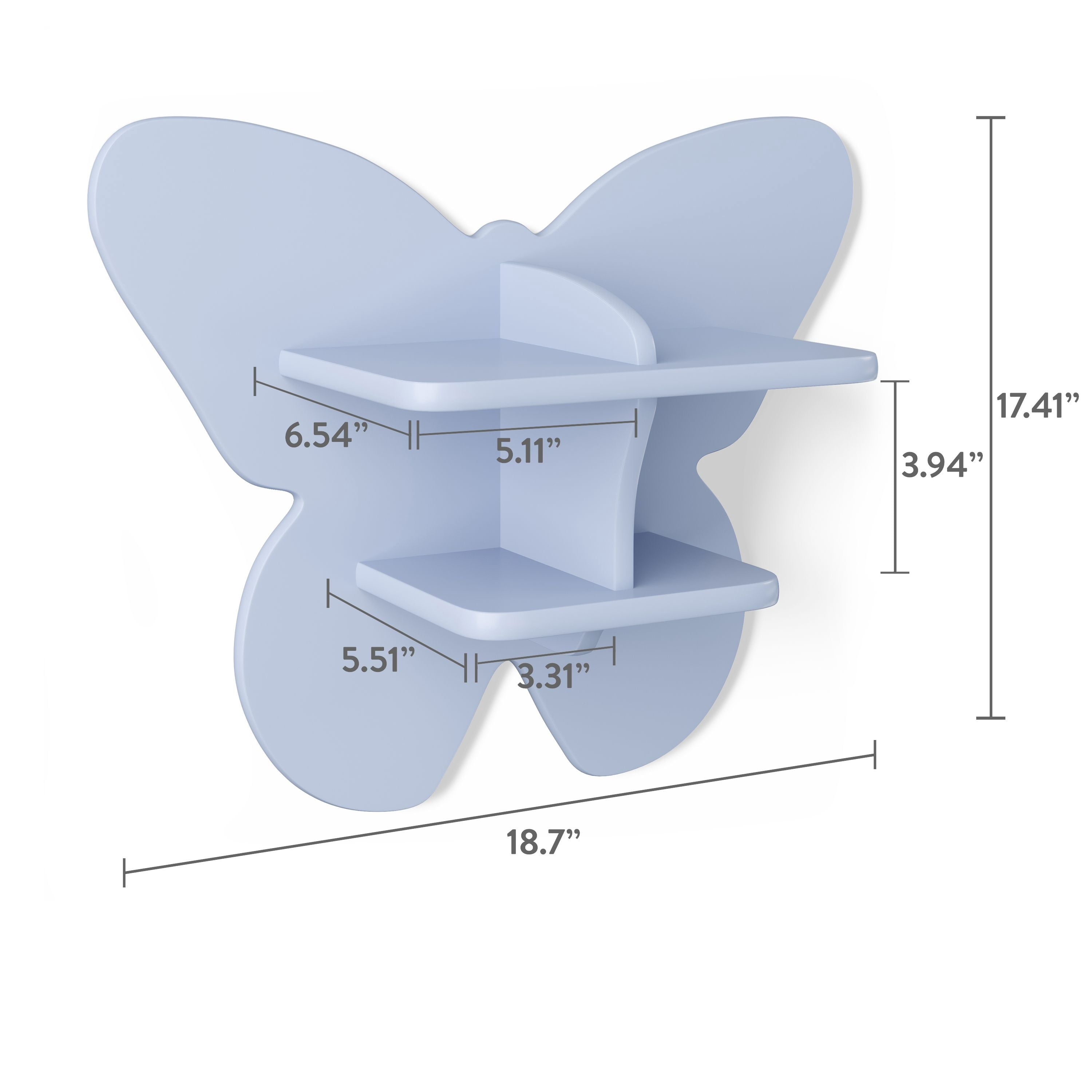 Mainstays Kids Butterfly Shaped Decorative Wall Shelf, Light Purple